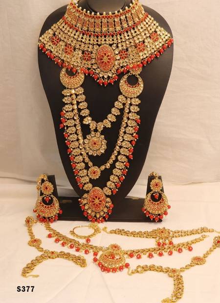 Orange Colour Traditional Designer Chokar And Long Necklace Bridal Set Collection 377